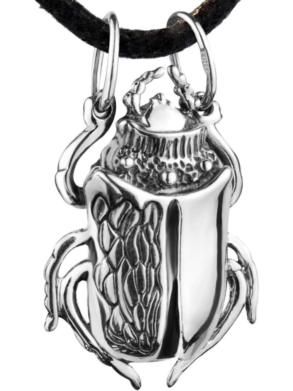 925 Sterling Silver Scarab Bug Pendant Necklace for Unisex Fashion Lovers